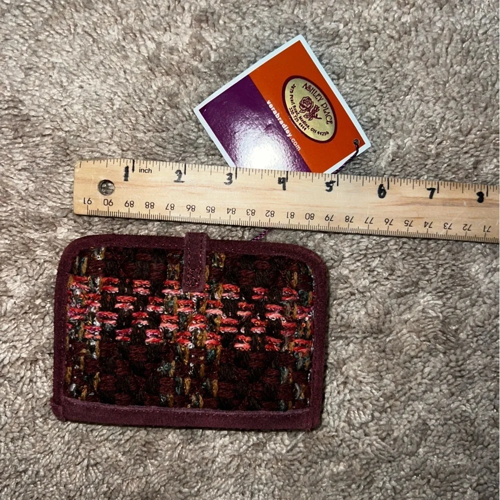 Vera Bradley Woven Tweed Mini Notebook Holder Red Maroon 3.5”x5 NWT
